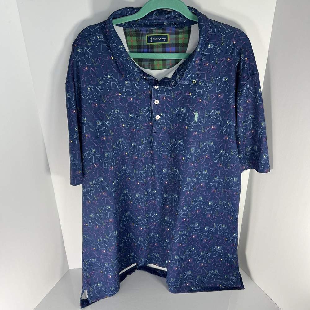William Murray Golf Polo Men's 3XL Blue Caddyshack AOP Scotch Blend EUC